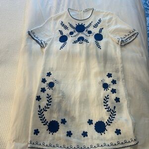 ZARA Linen Embroided Tunic/shift Dress